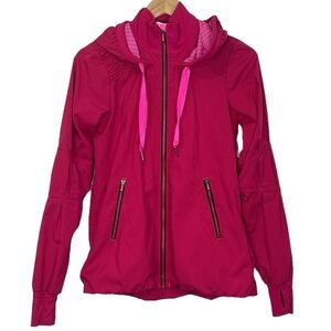 Lululemon Run Track and Field Jacket Fruity Tootie Pink Stripe Size 4